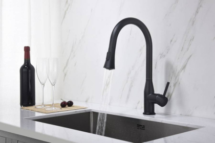 Смеситель Timo Saona 2336/03FL с выдвижной лейкой, черный