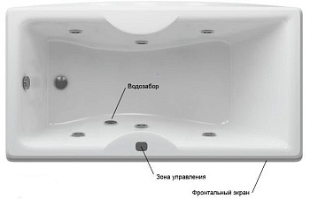Ванна  Феникс-170 гидромасс.ПН с фр.экр. (слив слева)