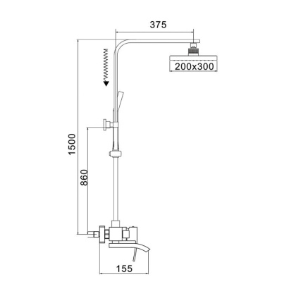 Душевая стойка со смесителем ROSE R15T R1556T Душевая стойка со смесителем ROSE R15T R1556T