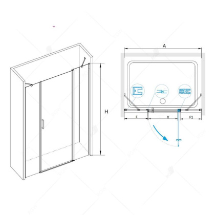 Душевая дверь RGW LE-09, 06120915-11, 150 х 195 см распашная, стекло прозрачное, хром