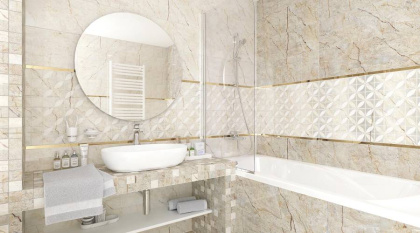 Плитка настенная Siera бежевый 25х75 (9шт/1,69м2), м2