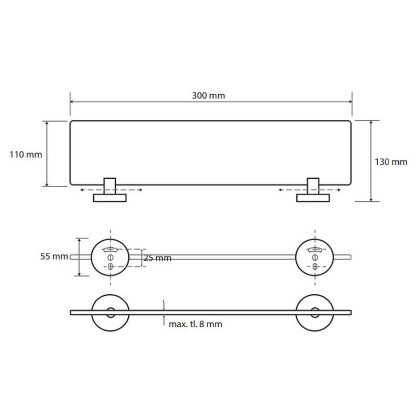 Стеклянная полка Bemeta Omega 104122042 Хром