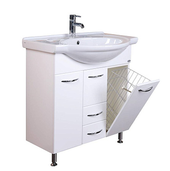 Тумба Onika Моника 75 напольная, белая, с корзиной (ум. Байкал 75)