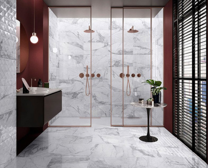 Набор встроенной душевой системы Origin на 3 направления, медь (верхняя лейка, излив, ручной душ, смеситель встроенный внешняя и внутренняя часть)