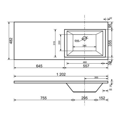 Тумба напольная под умывальник Dallas Luxe 1050х482 2 ящика (ШхГхВ) 408х476х860 Тумба напольная под умывальник Dallas Luxe 1050х482 2 ящика (ШхГхВ) 408х476х860