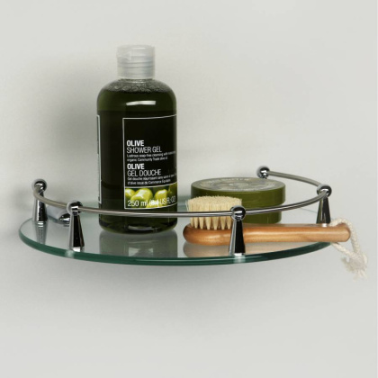 Полка стеклянная, 24,5х5х21 см, хром, K-566