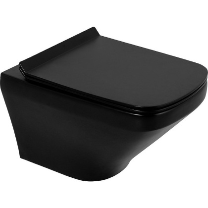 SELA Унитаз подвесной безободковый с креплением, черный матовый, BB3201CHR-MB