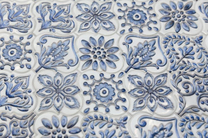 Декор VT\A322\65000 Арабески Майолика белый/синий/голубой (6,5см*6,5см*7мм) (26шт/0,11м2) орнамент, шт Декор VT\A322\65000 Арабески Майолика белый/синий/голубой (6,5см*6,5см*7мм) (26шт/0,11м2) орнамент, шт