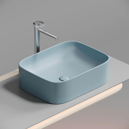 Умывальник чаша накладная прямоугольная (цвет Голубой Матовый) Element 505*380*150мм