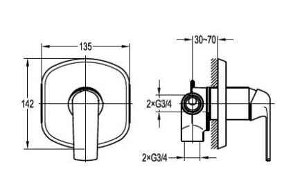 GLOBO-F-DEV4-01 Встраиваемый 4-х позиционный переключатель