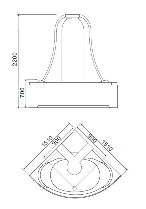 Акриловая ванна Gemy 151х151 G9069 K