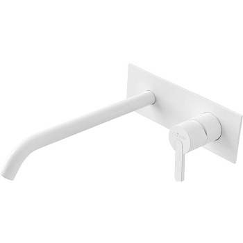 LEAF-BLI1-BIO Смеситель для раковины встраиваемый, однорычажный, излив и ручка на единой площадке, длина излива 23 см, исполнение белый матовый