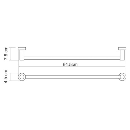 Держатель полотенец одинарный Donau, 64,5х4,5х7,8 см, хром, K-9430