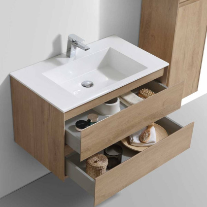 База под раковину Luka 800 подвесная, 2 выкатных ящика soft-close, N.Oak База под раковину Luka 800 подвесная, 2 выкатных ящика soft-close, N.Oak