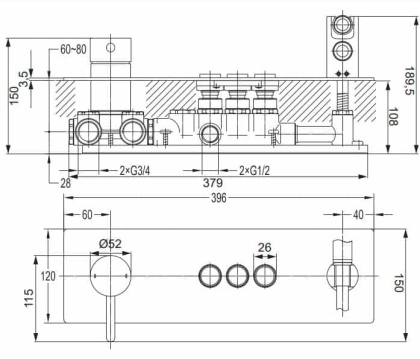 Смеситель скрытого монтажа со встроенным душем OMNIRES Y Y1237_1GCCR (хром) Смеситель скрытого монтажа со встроенным душем OMNIRES Y Y1237_1GCCR (хром)
