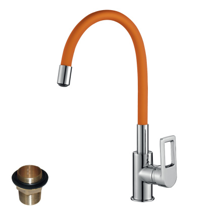 Смеситель Rossinka Z35-35U-Orange для кухни с гибким цветным изливом Смеситель Rossinka Z35-35U-Orange для кухни с гибким цветным изливом