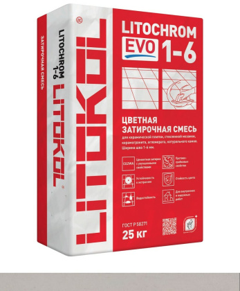 Затирка цементная LITOCHROM 1-6 EVO LE.105 серебристо-серый 25кг