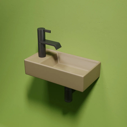 Умывальник подвесной прямоугольный (чаша справа, отверстие под смеситель слева) цвет капучино матовый Element 407*217*100