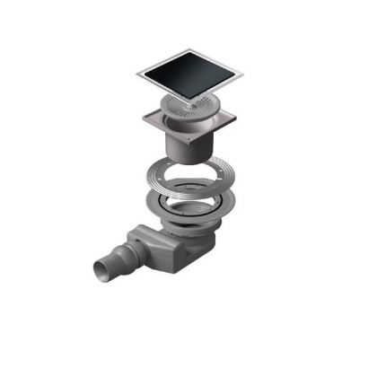 13000089 Точечный трап 150х150 мм Confluo Standard Black Glass 1, чёрное стекло, с рамкой Исполнение: Хром 