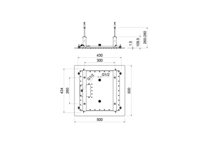 Верхний душ 500*500 мм, 2 jet (внешняя и скрытая часть) AQUATEK, матовый черный AQ2082MB 