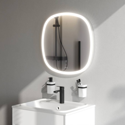 Зеркало с подсветкой AM.PM Fun M8FMOX0601WGS в ванную закругленное сенсорное, 60х60х3,5 см