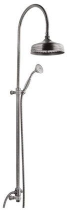 VINTAGE-CAI-01-M Душевая стойка с ручным и верхним душем с подводом воды из стены Исполнение: Хром, Ручки: Хром 