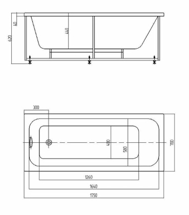Акриловая ванна Акватек Мия 175x70 MIY175-0000001