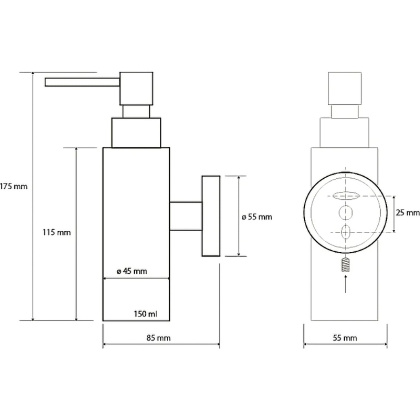 Настенный дозатор для жидкого мыла (металлический стакан)