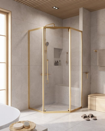 RELAX-304-P-1-100-C-BORO Душевой уголок, отделка Брашированное золото
