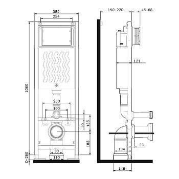 I012711 ErgoFit узкая инсталляция для подвесного унитаза