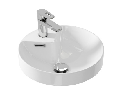 Круглая встраиваемая раковина CREA на столешницу с отверстием под смеситель, диаметром 38 см.