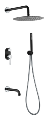 Смеситель встроенный + верхний+ ручной душ, Uno. Black Chrome Смеситель встроенный + верхний+ ручной душ, Uno. Black Chrome