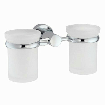 Подстаканник двойной Donau, 20х9,5х10 см, хром и белый, K-9428D