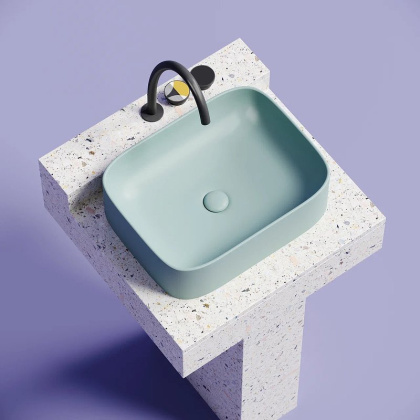 Умывальник чаша накладная прямоугольная (цвет Зеленый Матовый) Element 505*380*150мм