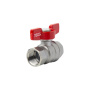 Кран шаровый полнопроходной, резьба внутр./внутр, хром., ручка -бабочка красная,1"