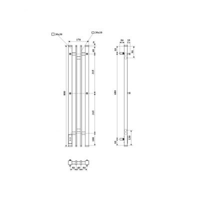 Полотенцесушитель электрический Point Фрея PN20728GB П2 140x800 диммер слева, графит блеск Полотенцесушитель электрический Point Фрея PN20728GB П2 140x800 диммер слева, графит блеск