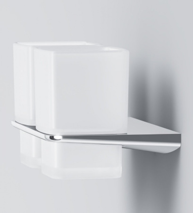 A50A343400 Inspire V2.0, Двойной стеклянный стакан с настенным держателем, хром, шт A50A343400 Inspire V2.0, Двойной стеклянный стакан с настенным держателем, хром, шт