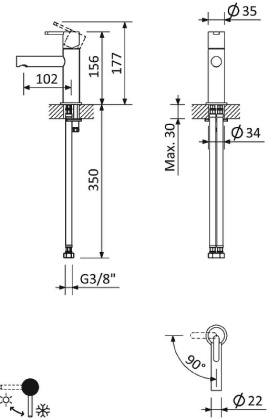 LEAF-LSM1-NOP Смеситель для раковины однорычажный, с донным клапаном, исполнение черный матовый