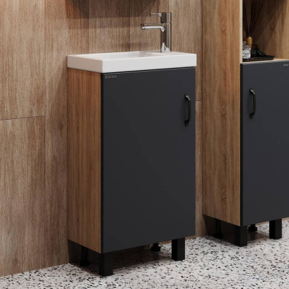 Тумба Onika Тимбер 45 напольная, серая мат./дуб сонома (ум. Фостер 45)