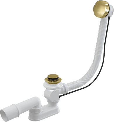 Сифон для ванны автомат комплект, металл GOLD-глянец