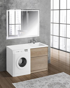 Тумба с раковиной напольная BelBagno KRAFT-LVD-58/120-L Bianco Opaco, раковина белая