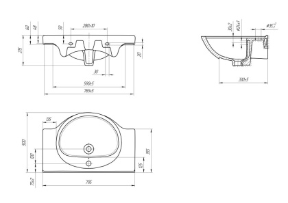 Раковина ERICA 80