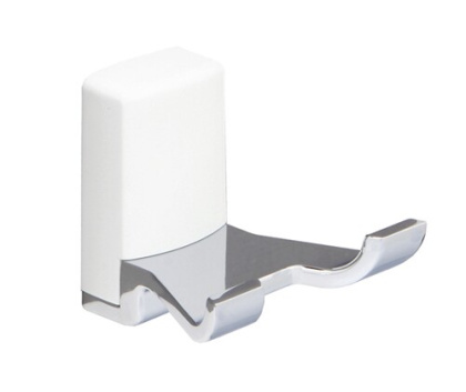 Крючок двойной Leine, 6,7х6х6,5 см, хром и белый, K-5023DWHITE