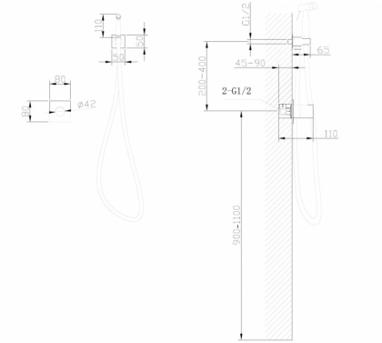 Смеситель ABBER Rund AF8725NG с гигиеническим душем, никель