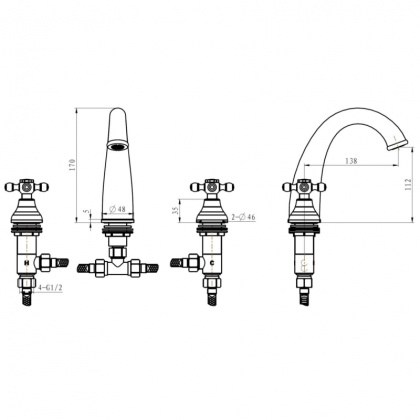 Смеситель для раковины на 3 отверстия_Комплект Смеситель для раковины на 3 отверстия_Комплект