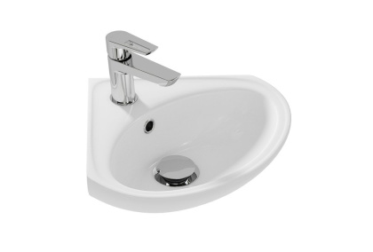 Подвесная, угловая раковина Sigma с отверстием под смеситель, размером 30 см.