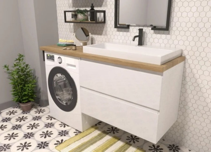 Тумба подвесная под умывальник Malibu Luxe 1550х500 2 ящика (ШхГхВ) 898х476х607 Тумба подвесная под умывальник Malibu Luxe 1550х500 2 ящика (ШхГхВ) 898х476х607