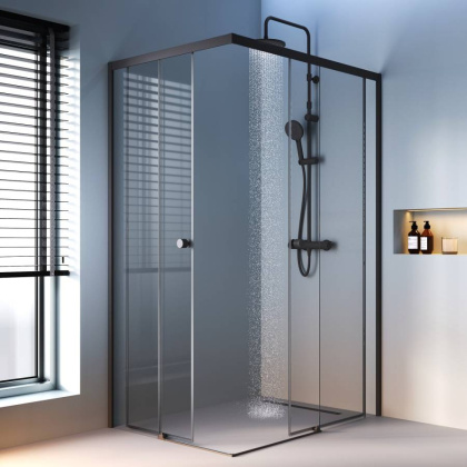 W94G-403-12090-BТ Душевое ограждение X-Joy Square Slide 120х90, Черный, прозрачное