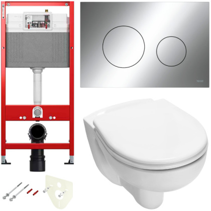 Комплект установки подвесного унитаза: модуль, панель TECEloop хром глянцевый, унитаз TECE V04