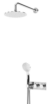 CZR-B-VDIM-30-T-01 Душевая система встраиваемого монтажа с термостатическим смесителем с верхним и ручным душем, верхний душ из ABS диаметр 300 мм Исполнение: Хром 